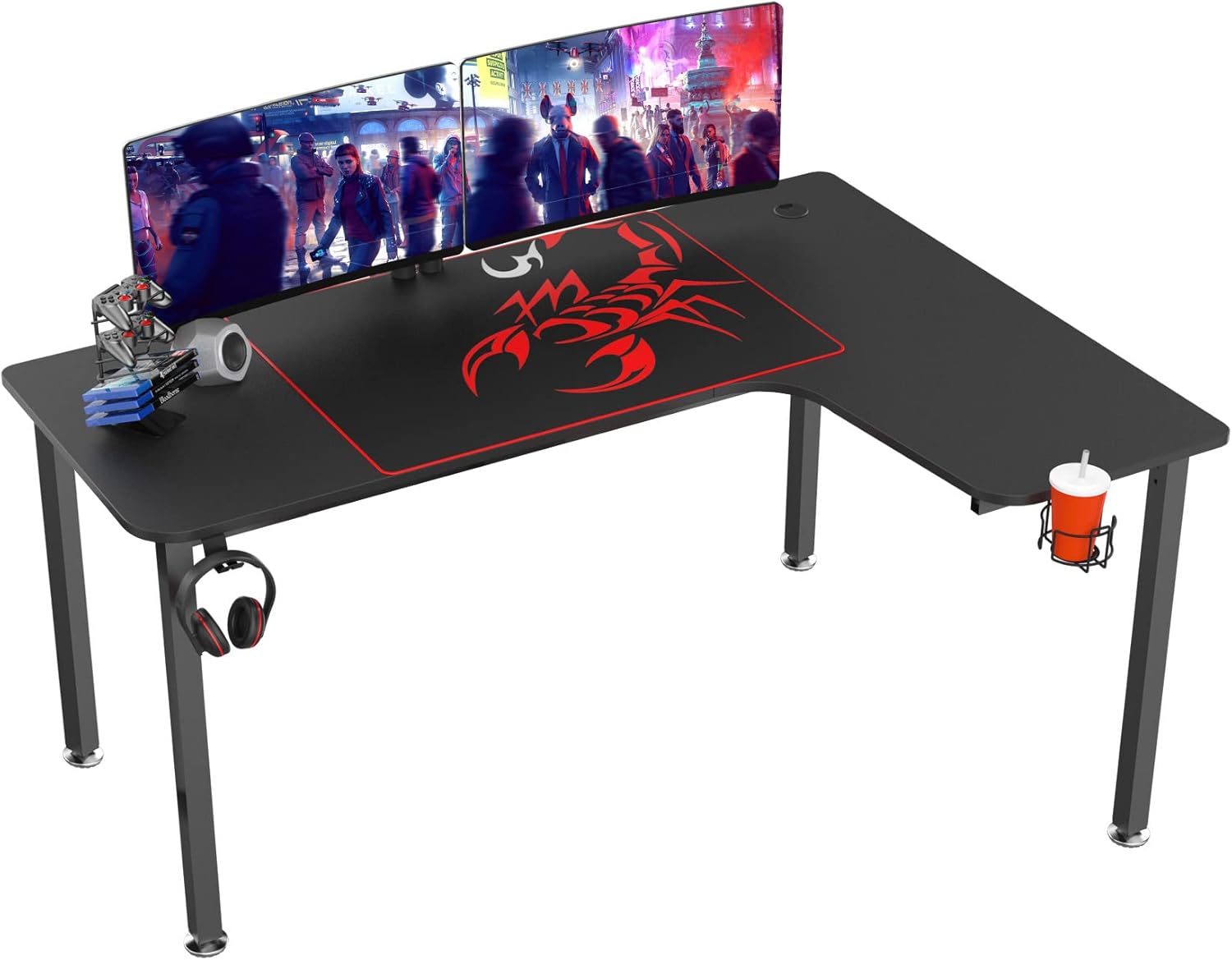 DESIGNA 60'' L Shaped Desk Computer Gaming Desk, Office Desk with Mouse Pad, Corner Desk Easy to Assemble, Black