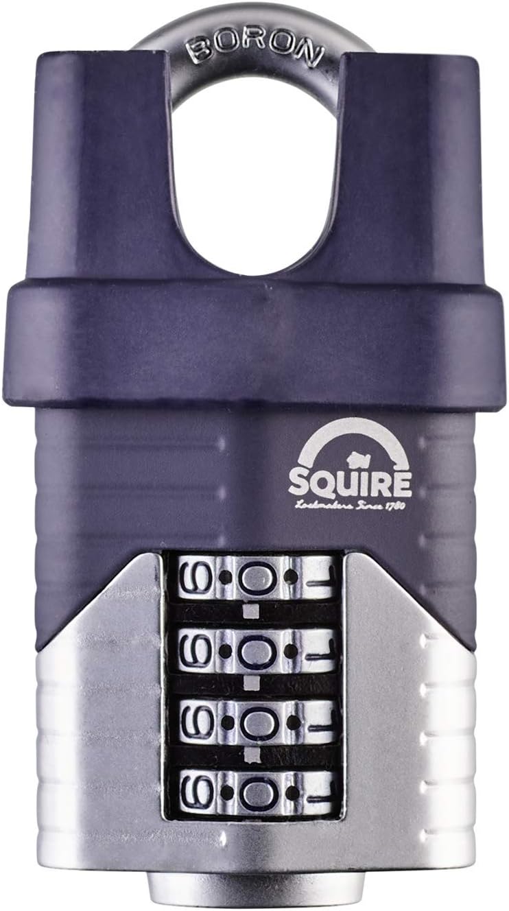 Squire Heavy Duty Padlock (Vulcan Combi 50/2.5) - Toughest Long Shackle - 4 Wheel Vulcan Padlock - Steel Cast Alloy for Corrosion Resistance - Weatherproof Lock for Home & School (Blue, 50 mm)