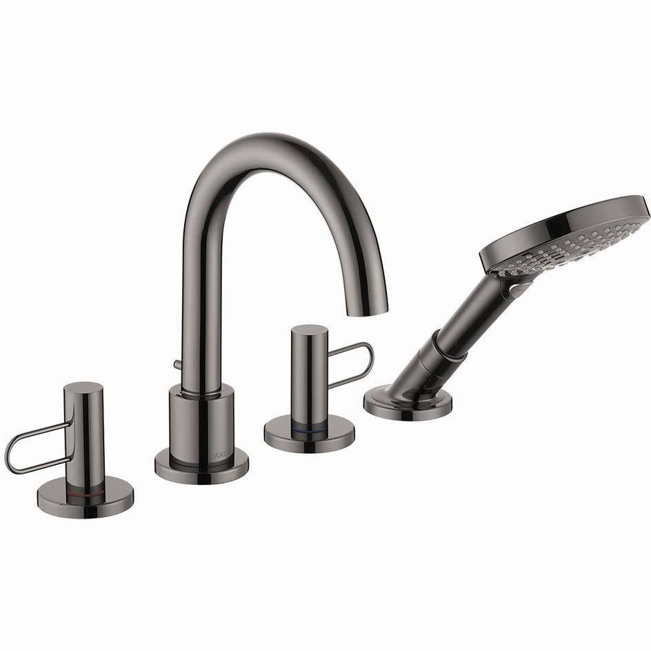 Axor 38445 Uno Loop Deck Mounted Roman Tub Filler with 2.0 GPM Hand Shower and Built-in Diverter - Polished Black