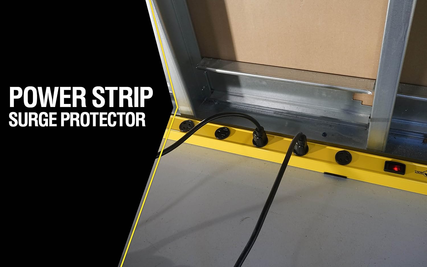 Yellow jacket 5154 4-Foot Metal Power Strip With 510J Surge Protector and Re-settable Circuit Breaker, Featuring 12 Outlets with 6-Foot Yellow Cord