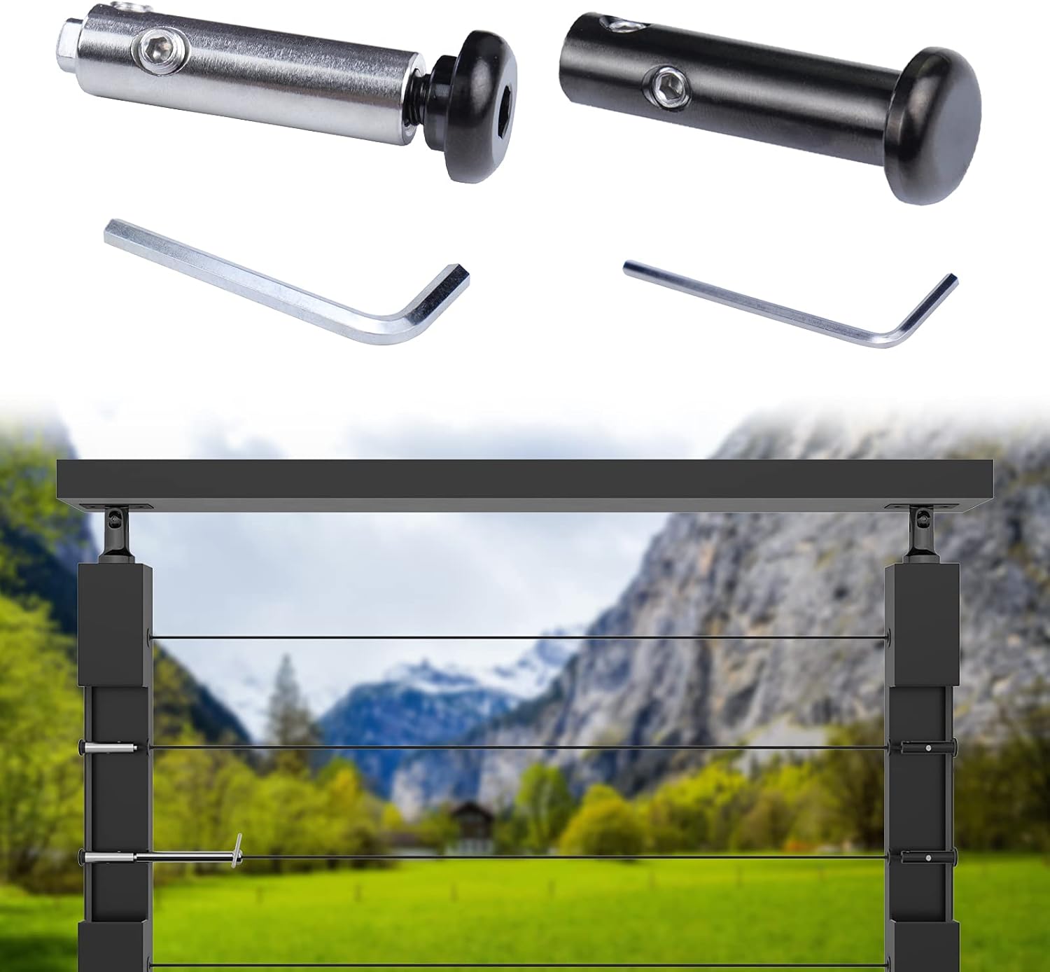 Muzata 10Set Black Cable Railing kit Invisible Swageless 1/8