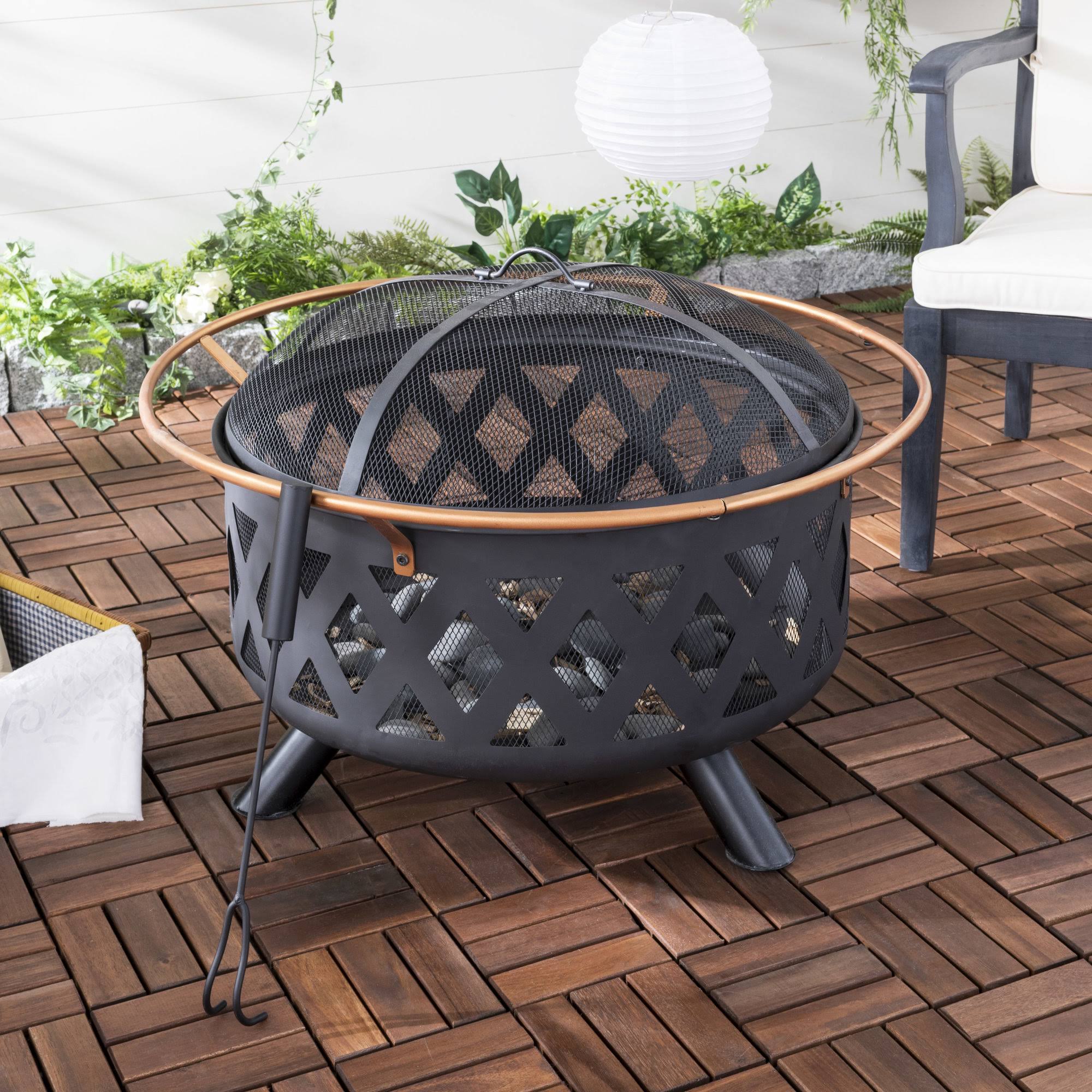 Safavieh Bryce Cast Iron Wood Burning Fire Pit, Black