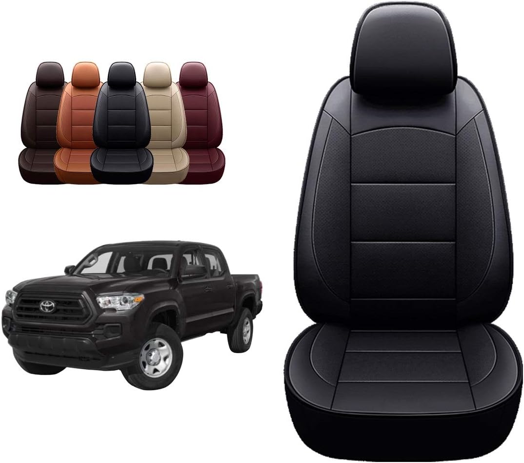 OASIS AUTO 2016-2022 Tacoma Custom Fit PU Leather Seat Cover Compatible with Tacoma 2016-2017-2018-2019-2020-2021 (2016-2022 Tacoma, Black)