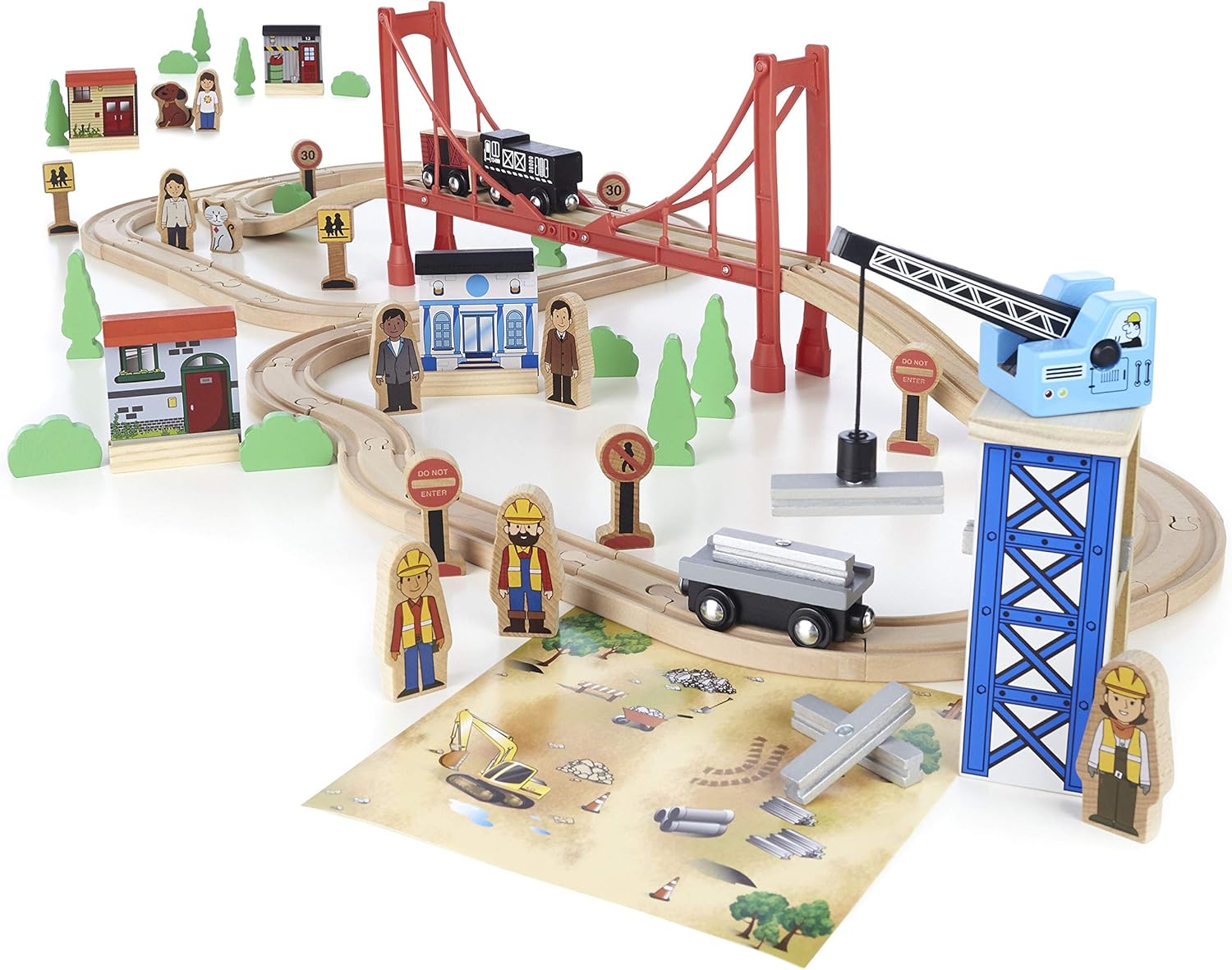 Imaginarium Mega Wooden Train Set, for Ages 3-6, 80 Pieces Pack of 2