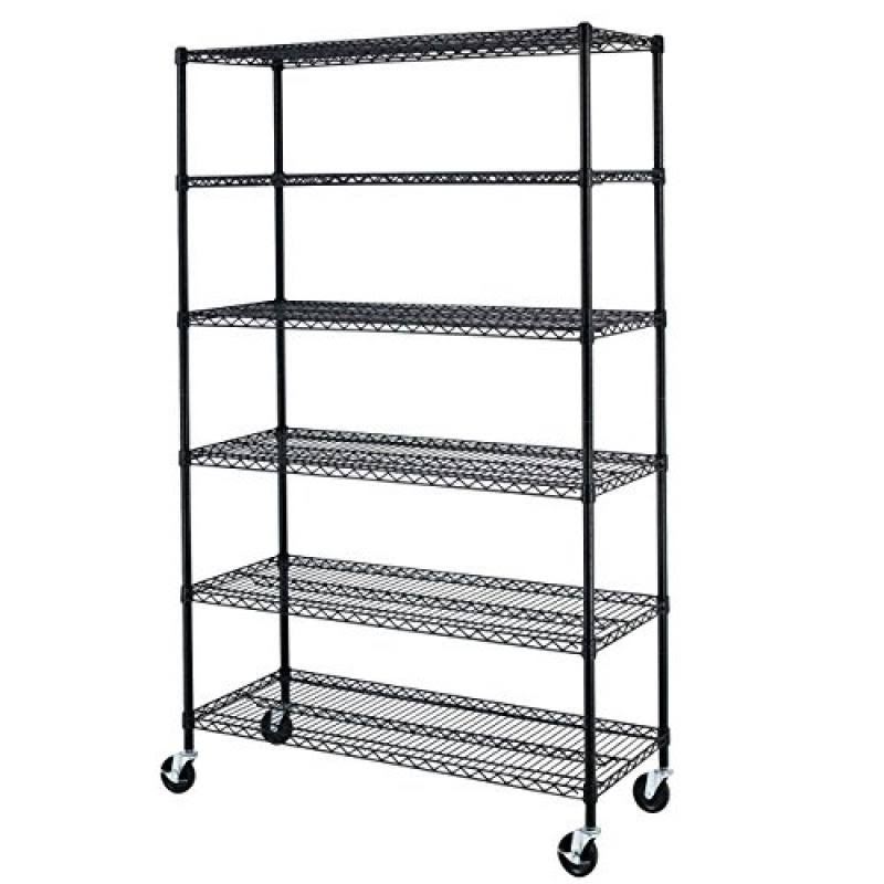 BestOffice Black Commercial 6 Tier Shelf Adjustable Steel Wire Metal Shelving Rack