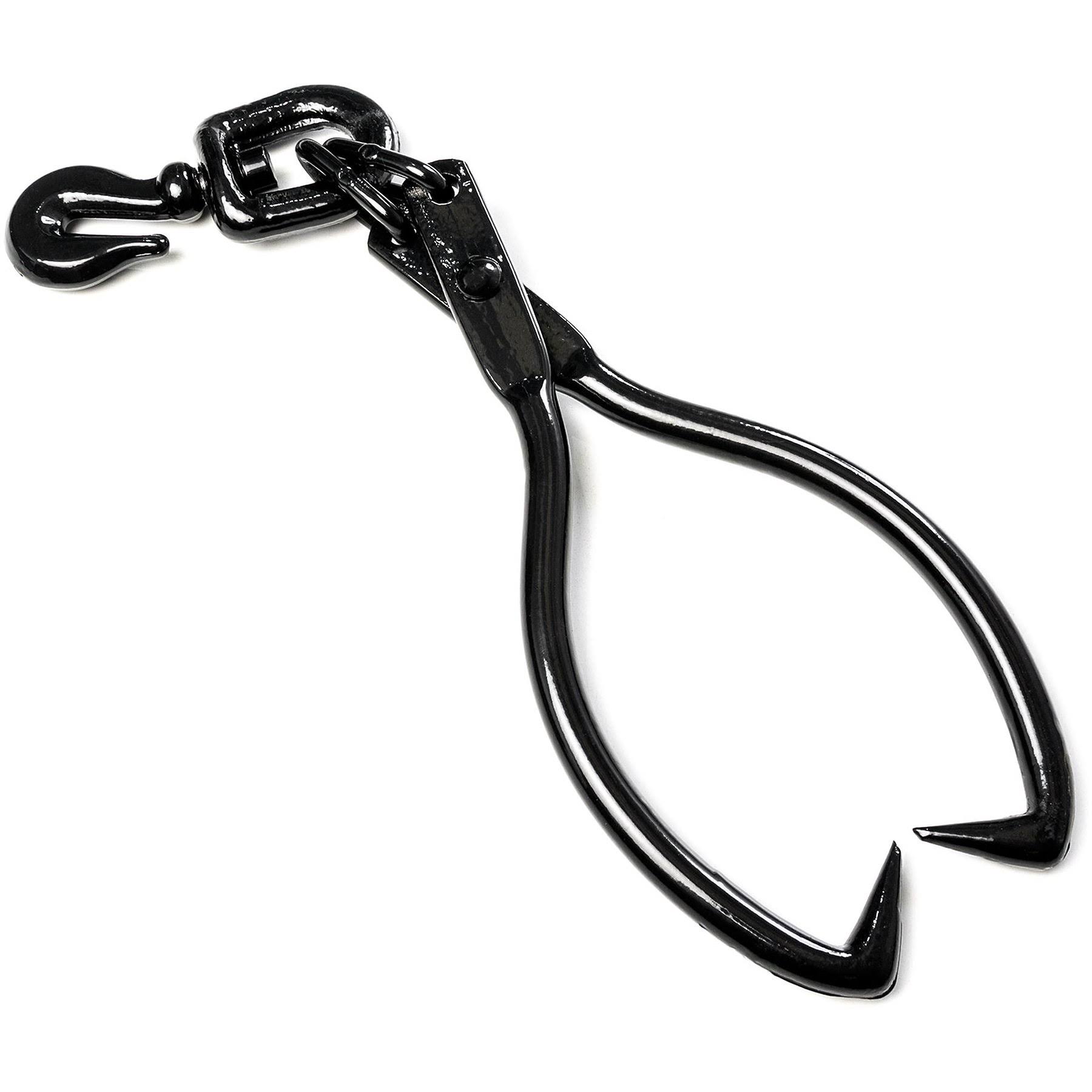 Biltek Swivel Grab Skidding Tongs - 20 inch Jaw Opening Log Chain Grabber with and Pre-attached Hook, Black LG201