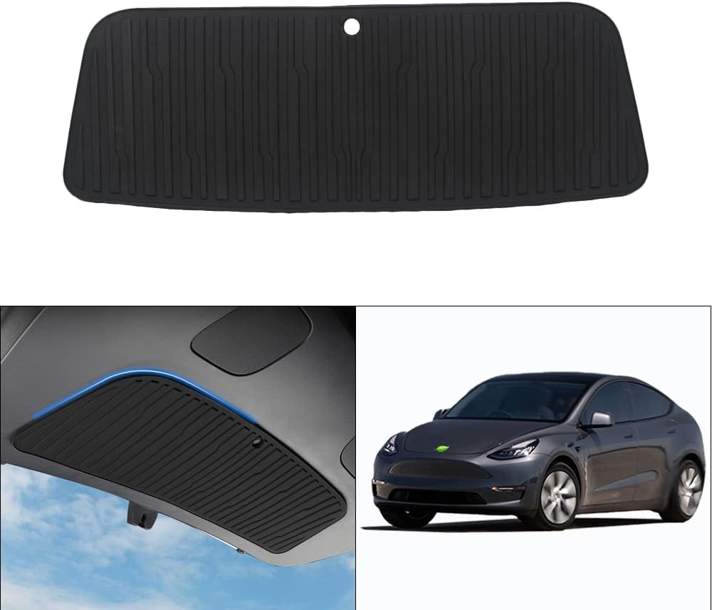 KUST Custom Fit Trunk Mat for Tesla Model Y 2022 2021 2020 Cargo Liner Rear Door Mat Protector Pad Trunk Tailgate Mat Black TPE