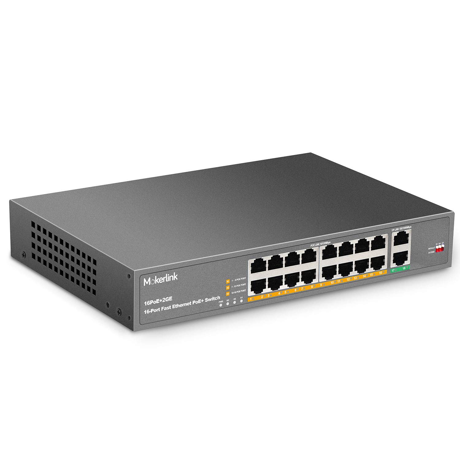 MokerLink 26 Port Gigabit PoE Switch, 24 Gigabit PoE+ Ports, 2 Gigabit SFP Uplink, 300W IEEE802.3af/at, Fanless Rackmount Unmanaged Plug and Play Ethernet Switch