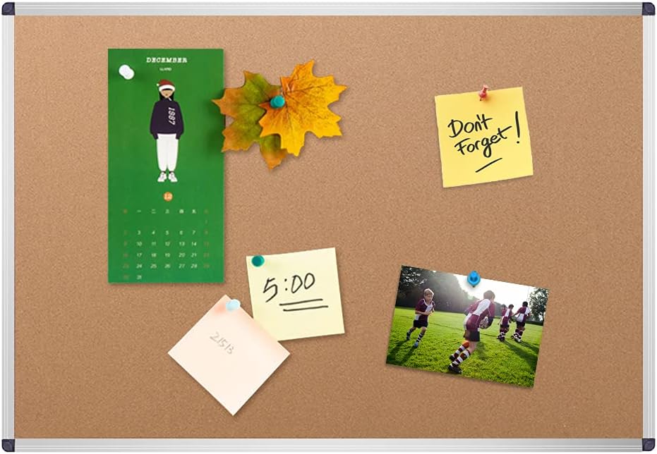 VIZ-PRO Cork Notice Board, 48 X 36 Inches, Silver Aluminium Frame Pack of 2