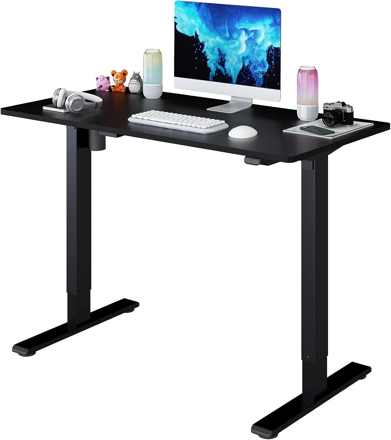 FLEXISPOT EC1 Electric Height Adjustable Standing Desk Heavy Duty Steel Stand Up Desk Frame w/Automatic Smart Keypad (EC1 Classic Black Frame + 48 in Maple Top)