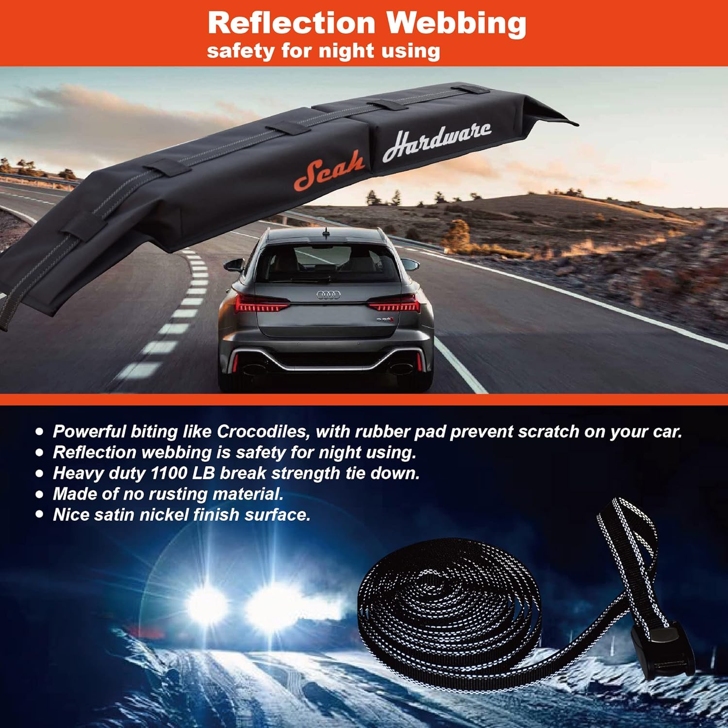 SEAH HARDWARE Universal Soft Roof Rack Pads for Kayak Surfboard SUP Canoe Snowboard Pack of 2