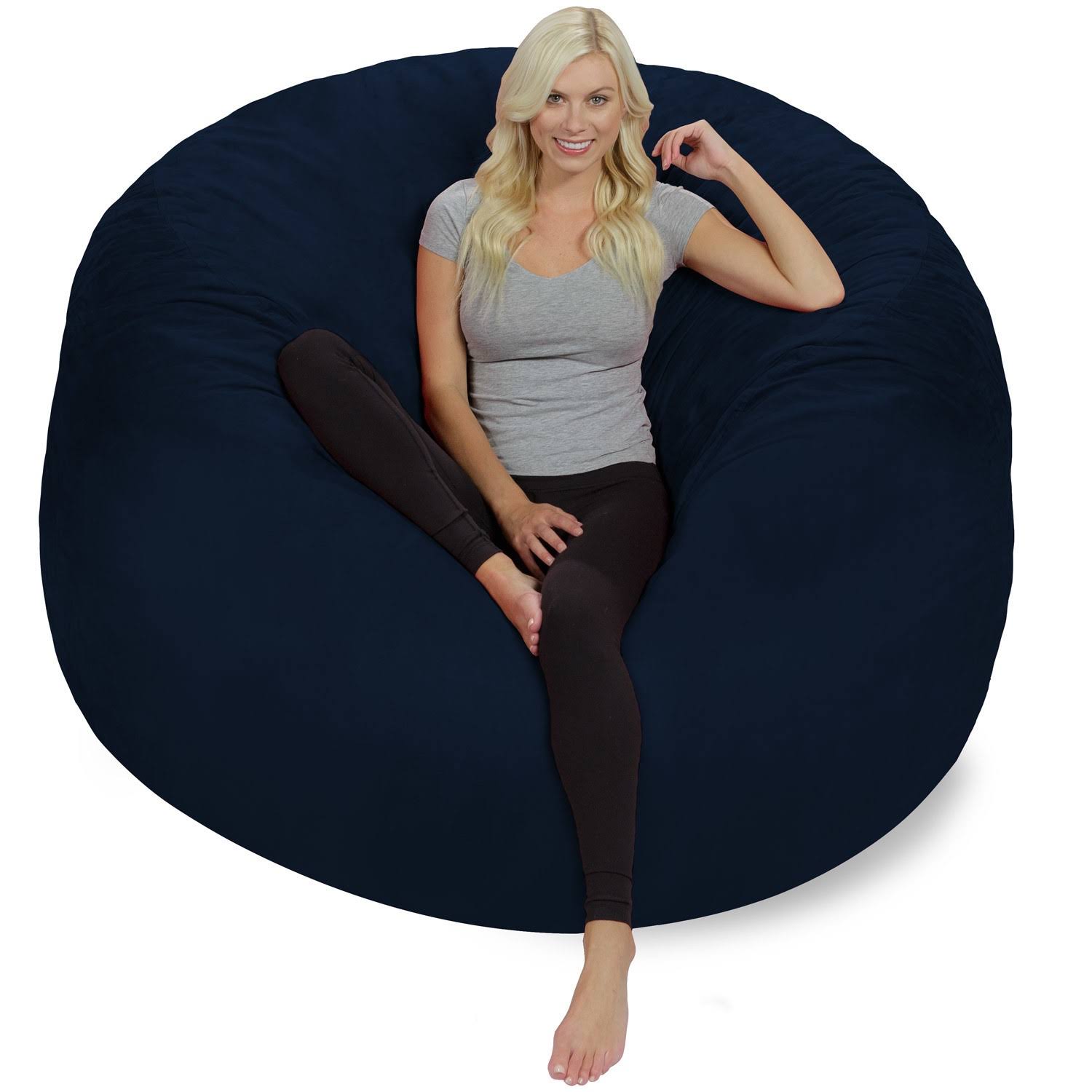 Huge Memory Foam Bean Bag 6 ft Navy Blue Relax Sacks