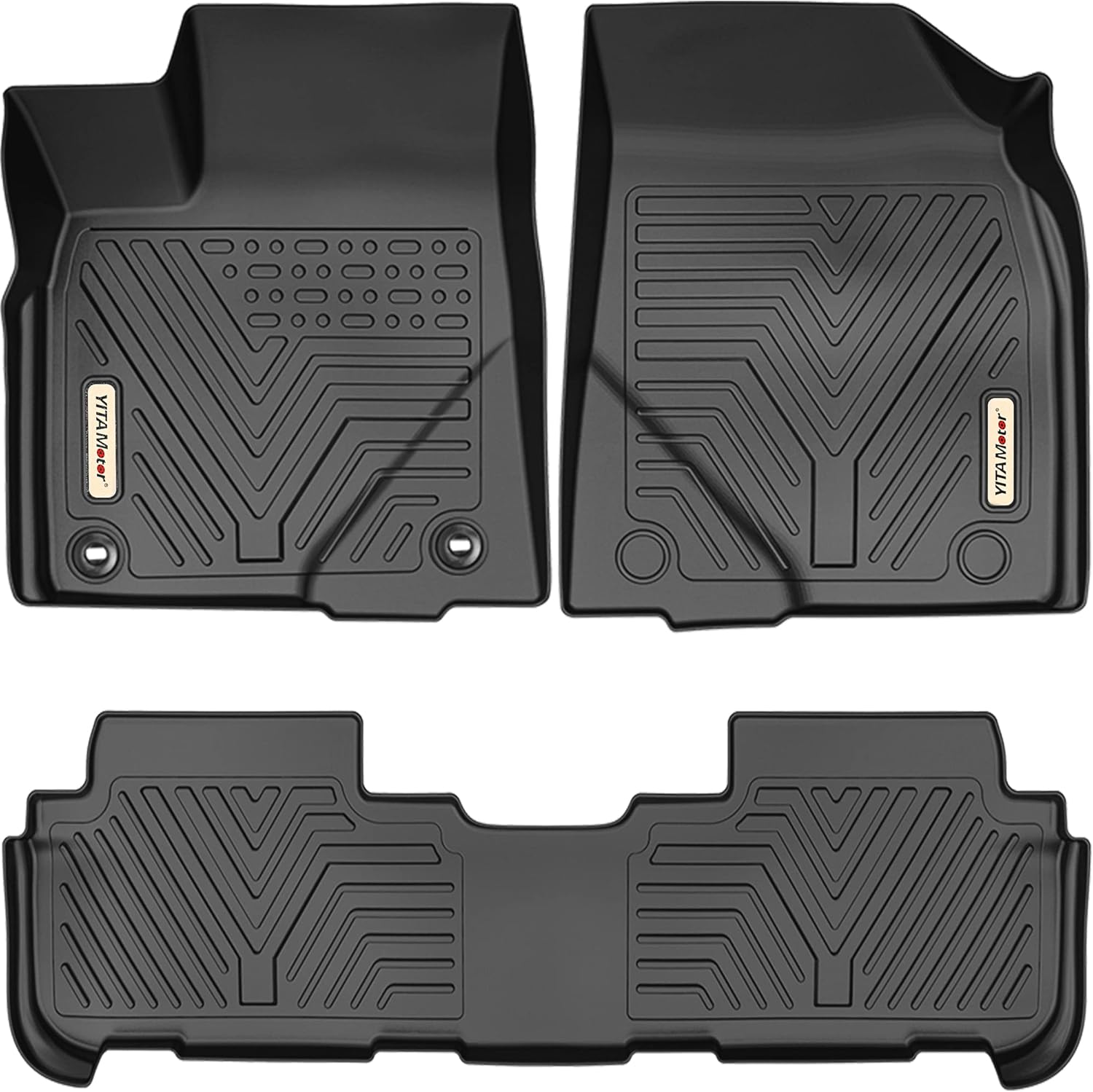 YITAMOTOR Floor Mats Compatible with Highlander, Custom Fit Floor Liners for 2014-2019 Toyota Highlander, 1st & 2nd Row All Weather Protection, Black