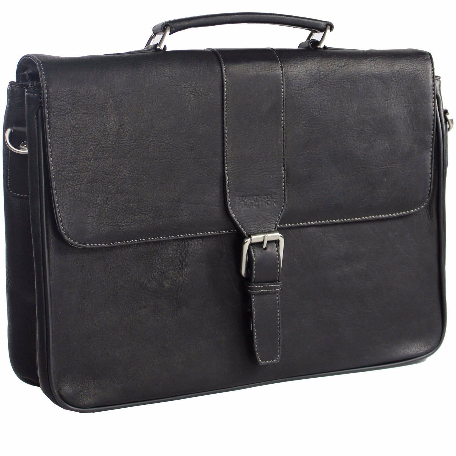 Kenneth Cole Reaction Till Death Do US Port Double Gusset Flapover Portfolio - Black