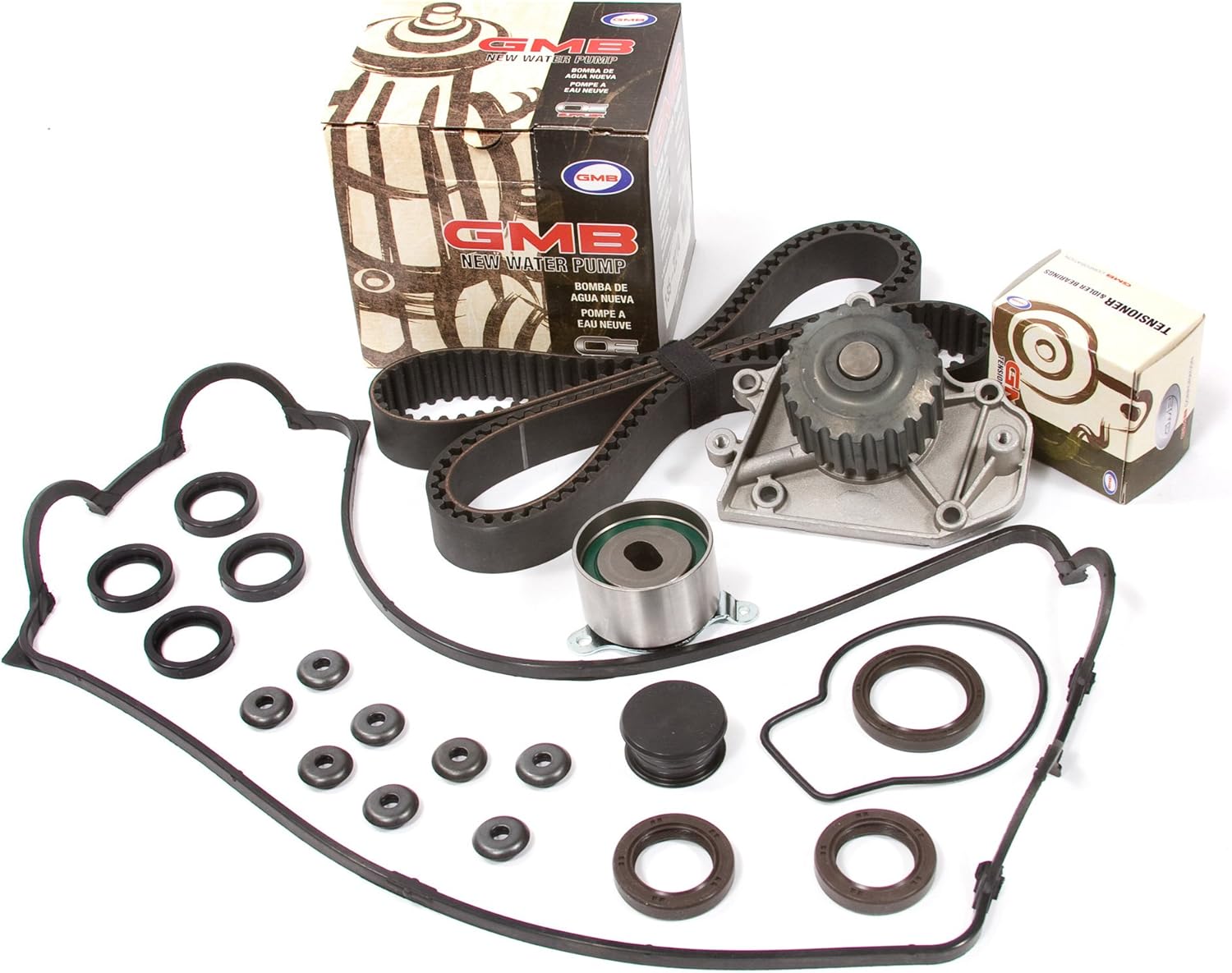 Evergreen TBK247VC Compatible With 94-01 Acura Integra GSR Type-R VTEC 1.8 DOHC B18C1 B18C5 Timing Belt Kit Valve Cover Gasket GMB Water Pump