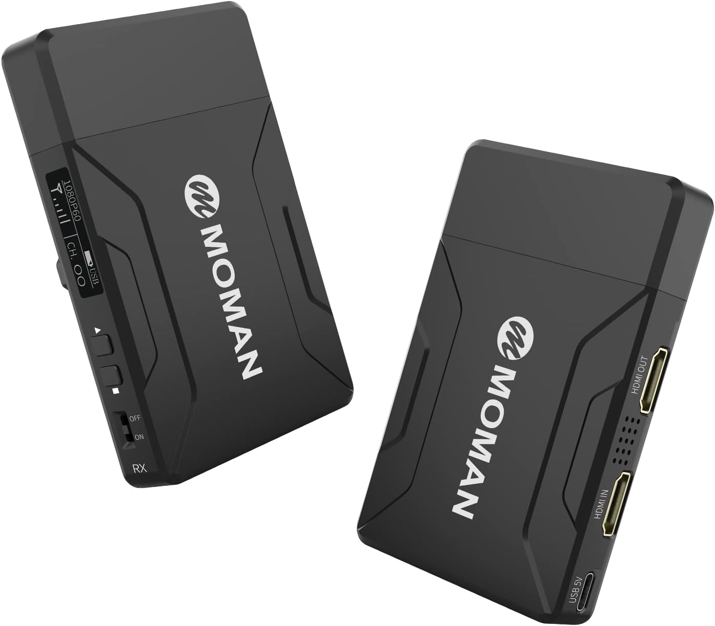 Wireless Video Transmission System, MOMAN Matrix 600 HDMI Transmitter & Receiver 600ft Range 0.08s Latency Inbuilt Antennas Zero Noise for Blackmagic BMPCC Camera Atomos Ninja V