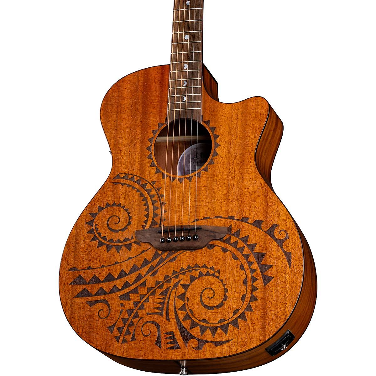 Luna Guitars Gypsy Tattoo Mahogany Acoustic-Electric Grand Concert Guitar Satin Natural