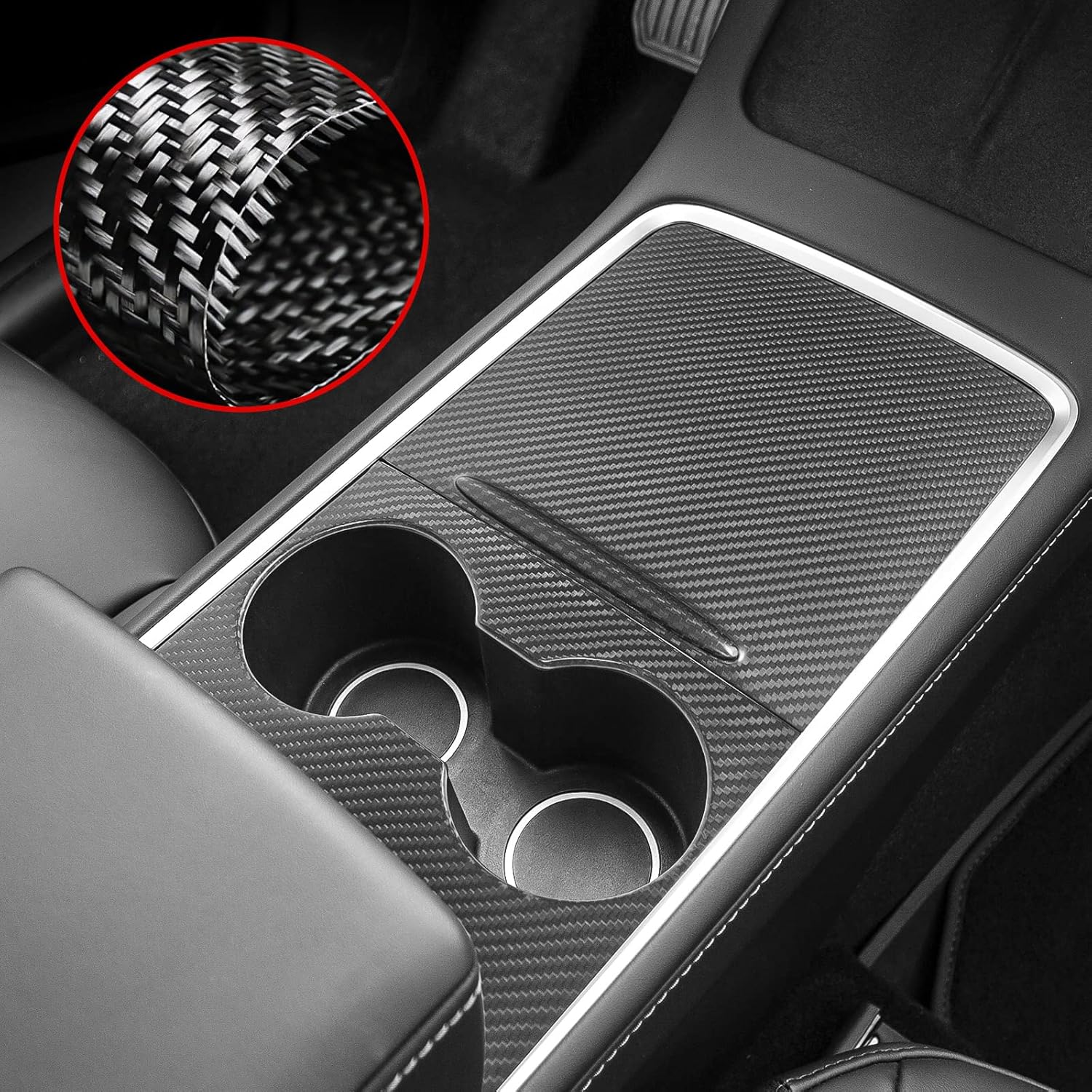 Xipoo Fit 2022 2021 Model 3 Model Y Center Console Wrap Kit Sticker Carbon Fiber Center Control Panel for 2022 2021 Tesla Model 3 Model Y Accessories (Real Carbon Fiber Glossy, Fit New Version)