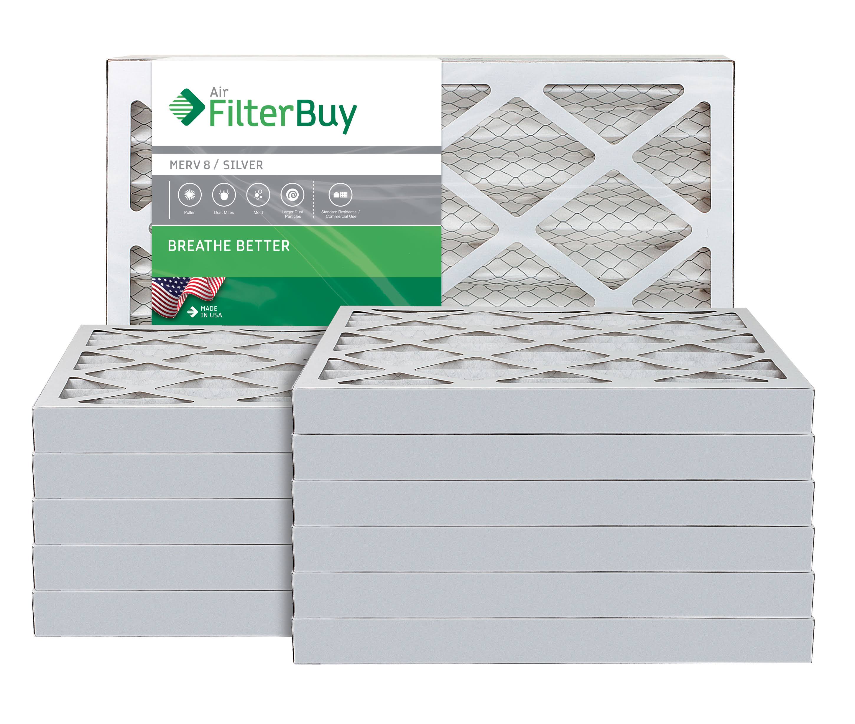 AFB Silver MERV 8 17x25x2 Pleated AC Furnace Air Filter. Pack of 12 Filters. 100% Produced in The USA.