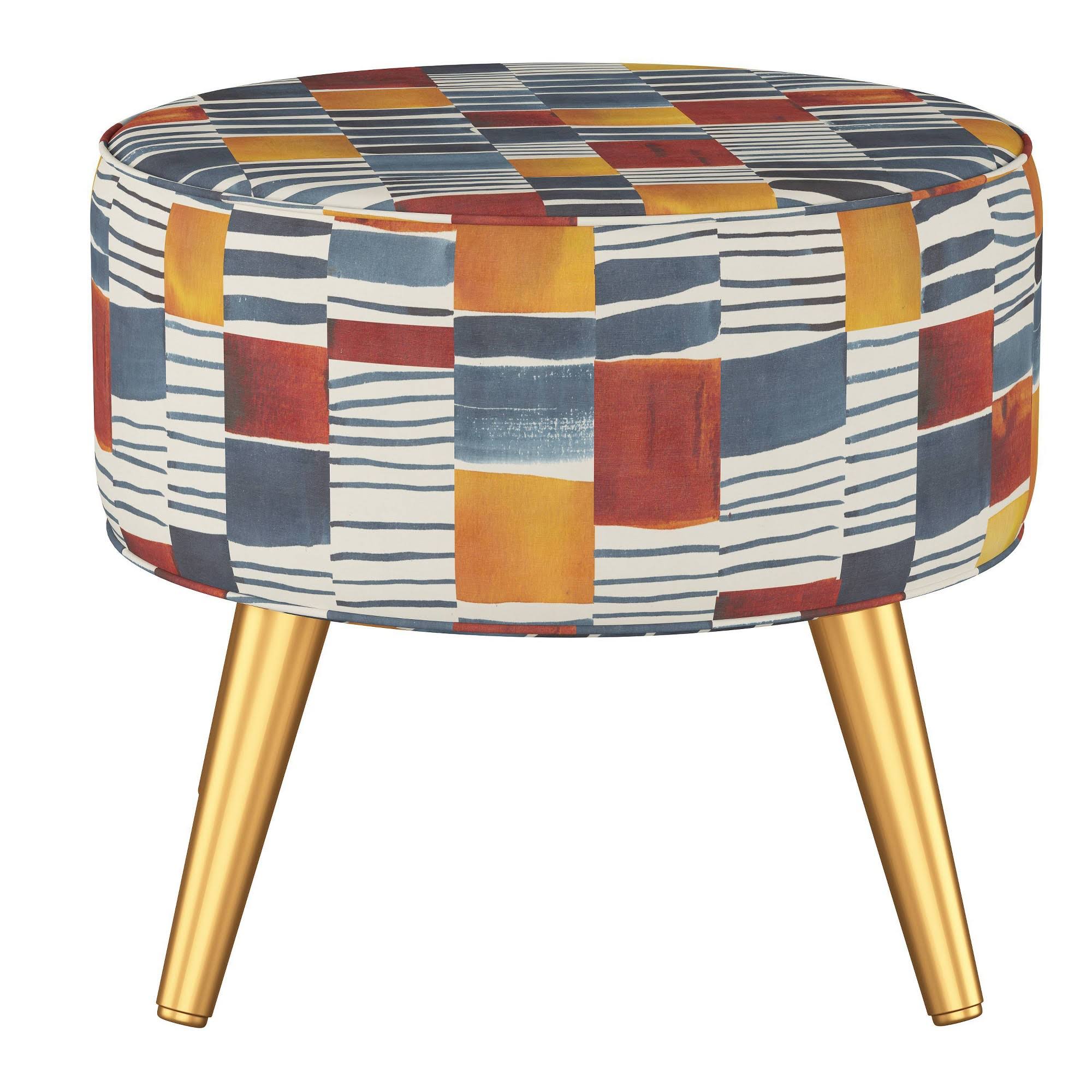 Riverplace Round Cone Leg Ottoman Painters Block Multi - Project 62