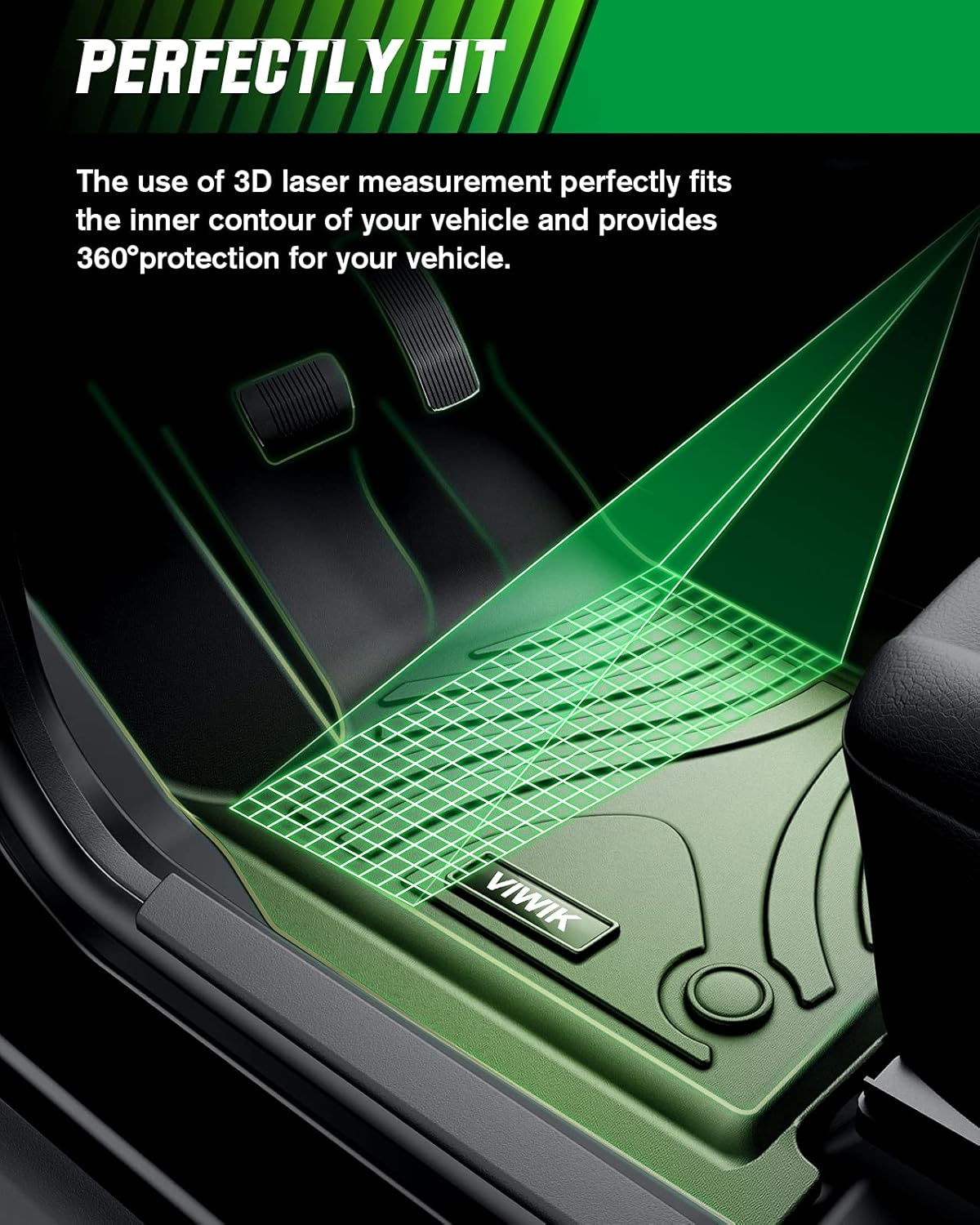 VIWIK Floor Mats for 2020 2021 2022 Model Y, Custom Car Mats All Weather Floor Liners Front & 2nd Row TPE Black