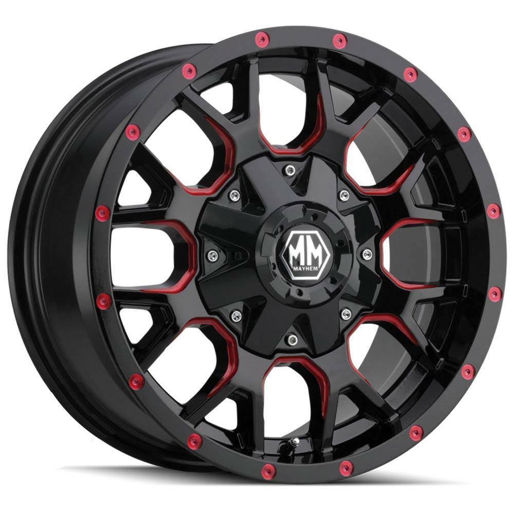 Mayhem 8015-7976BTR Warrior 8015 Black W/Prism Red 17x9 8-165.1/8-170 -12mm 130.8Mm