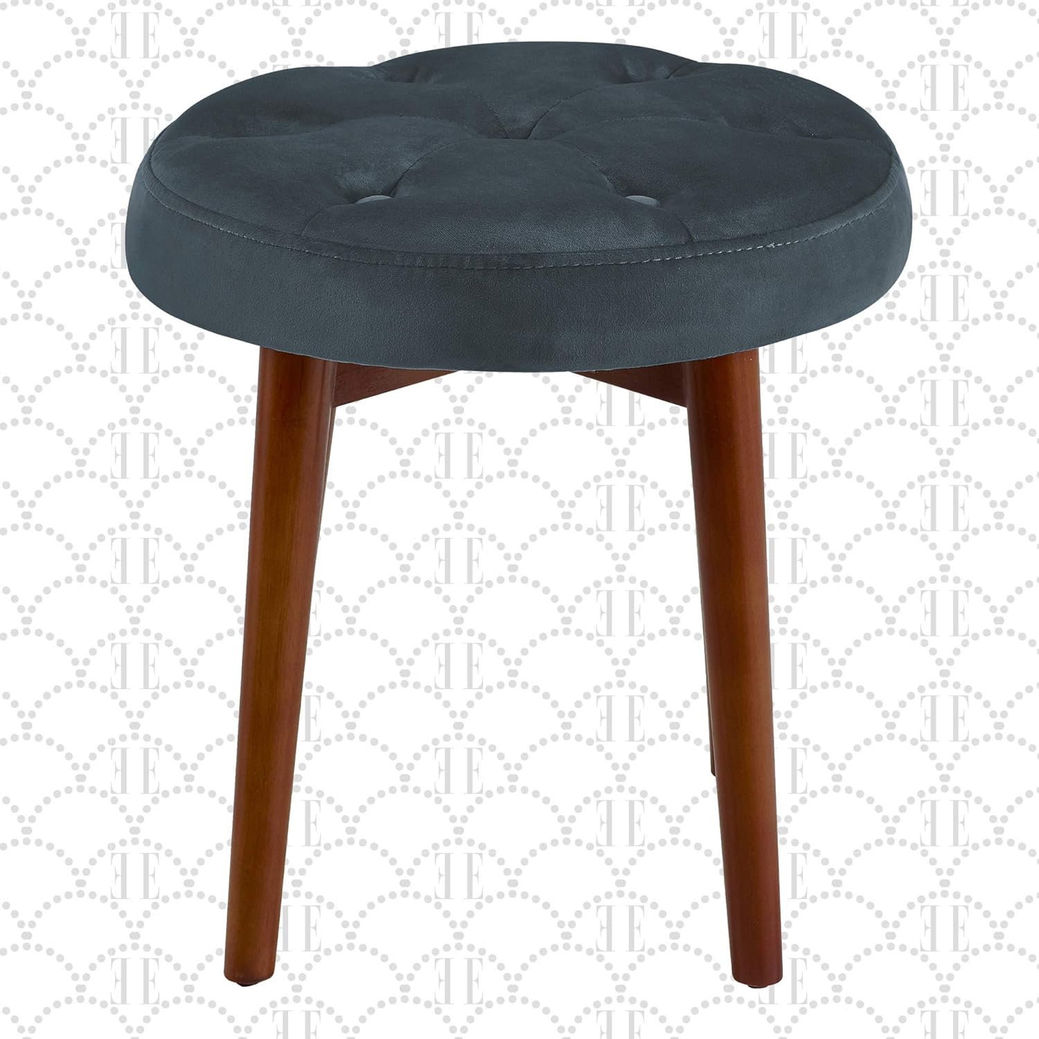 Elle Decor Penelope Round Tufted Stool - Gray Pack of 2