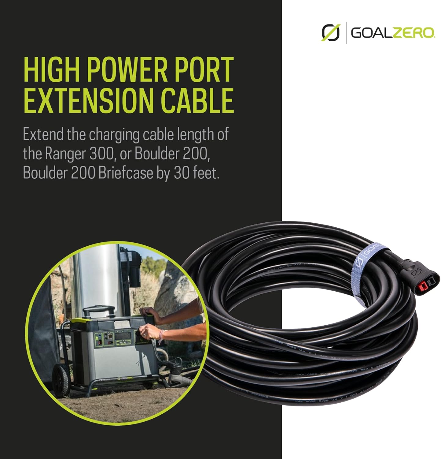 Goal Zero 30-Foot High Power Port Extension Cable, Connects 200+ Solar Panel to Yeti 1000+ Pack of 2