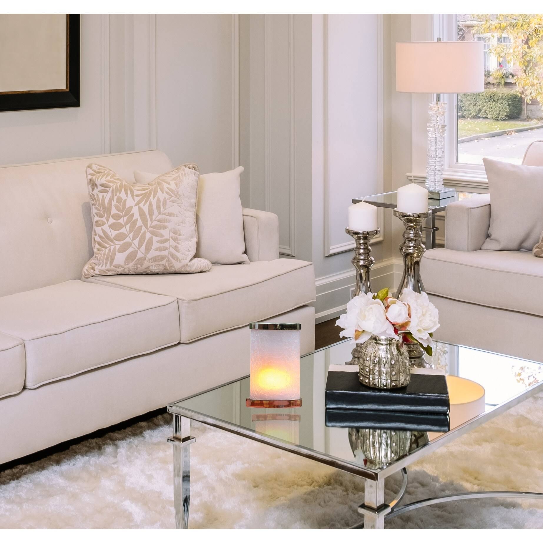 River of Goods Ambiente Flame Crackle Glass Flameless Rechargeable LED Candle with USB Adapter, White