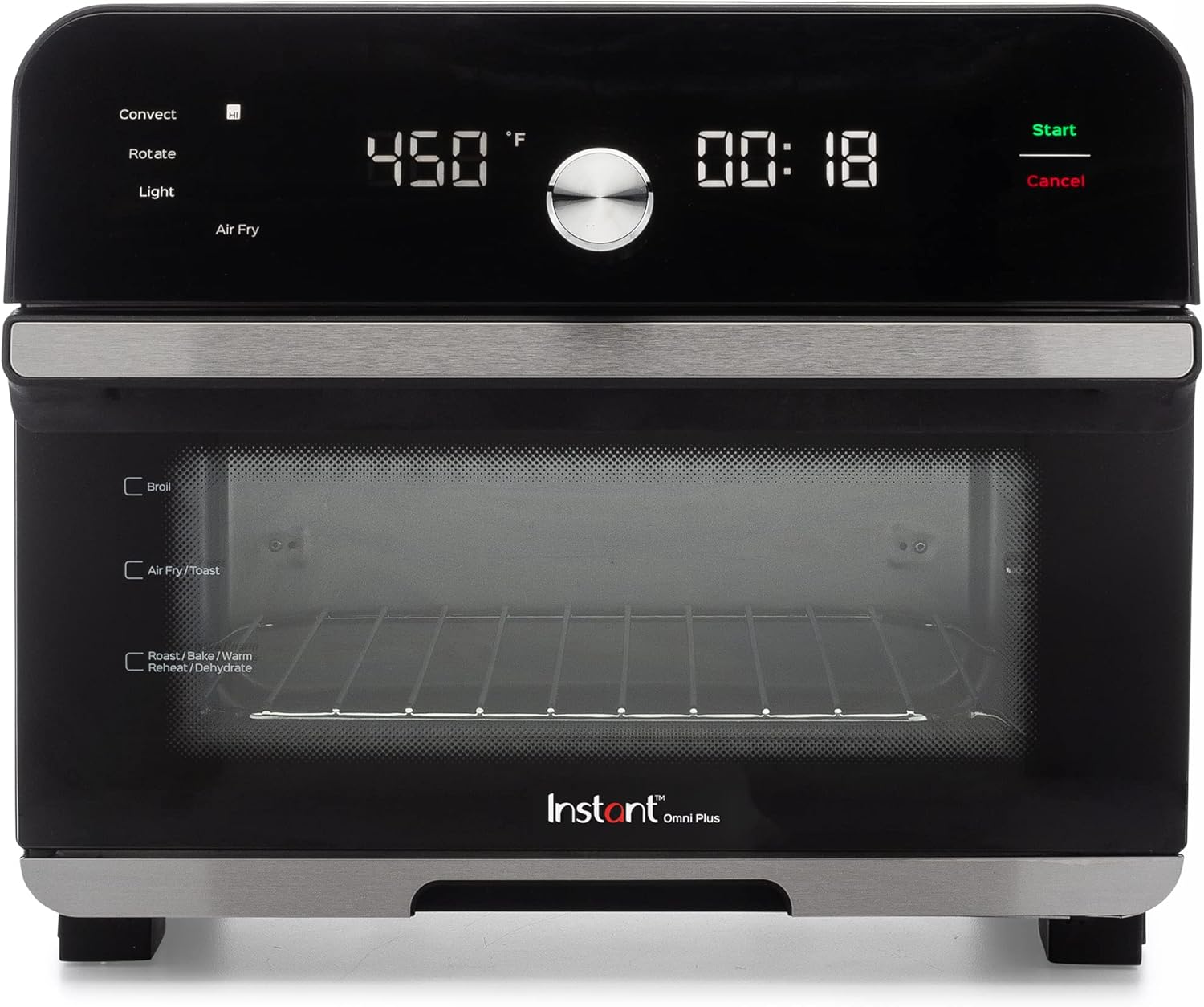 Instant Omni Plus Air Fryer, Rotisserie and Convection Oven, Dehydrat, Roast, Broil, Bake, Toast, Reheat, Pizza Oven, 18Liter, 1800W, Black and Stainless Steel
