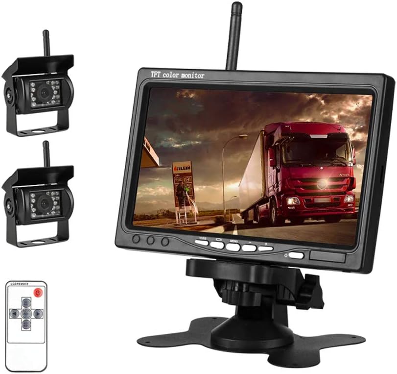 EVERSECU 2pcs Wireless Vehicle Backup Cameras Plus 7