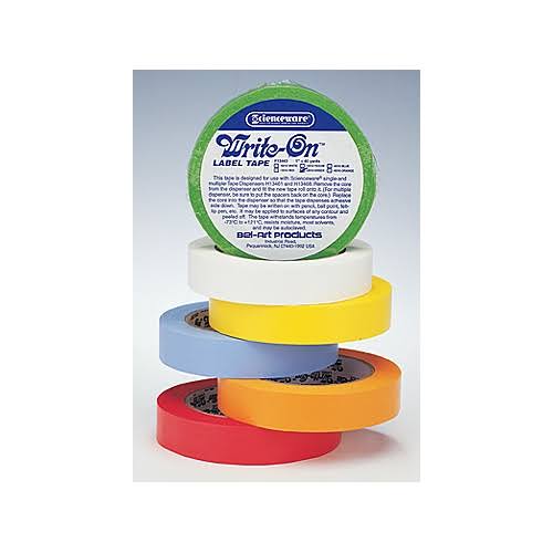 Bel-Art Write-On Label Tape, 1in x 40yds, Blue (Pack of 3)