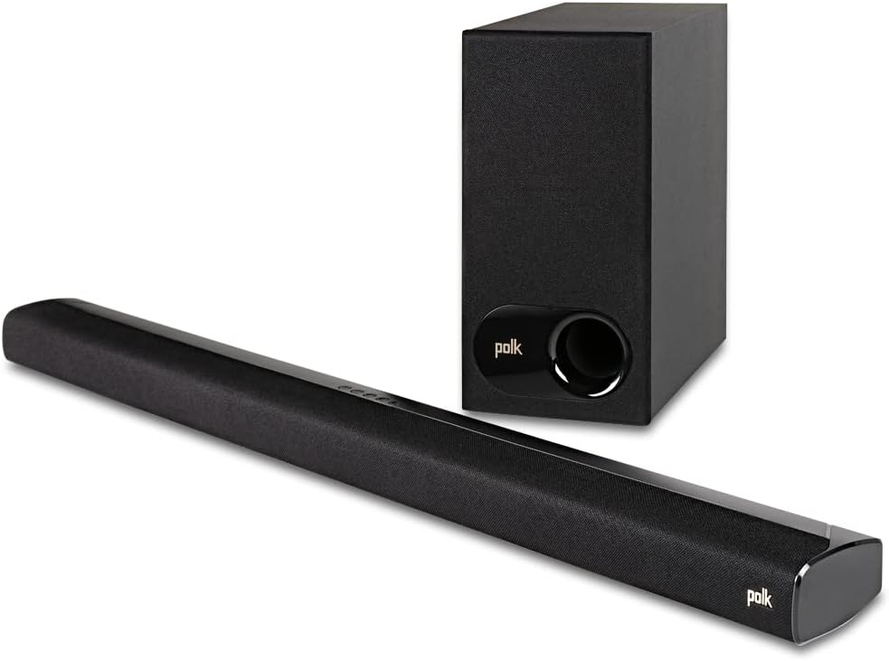 Polk Audio Signa S2 Ultra-Slim TV Sound Bar | Works with 4K & HD TVs | Wireless Subwoofer | Includes HDMI & Optical Cables | Bluetooth Enabled, Black