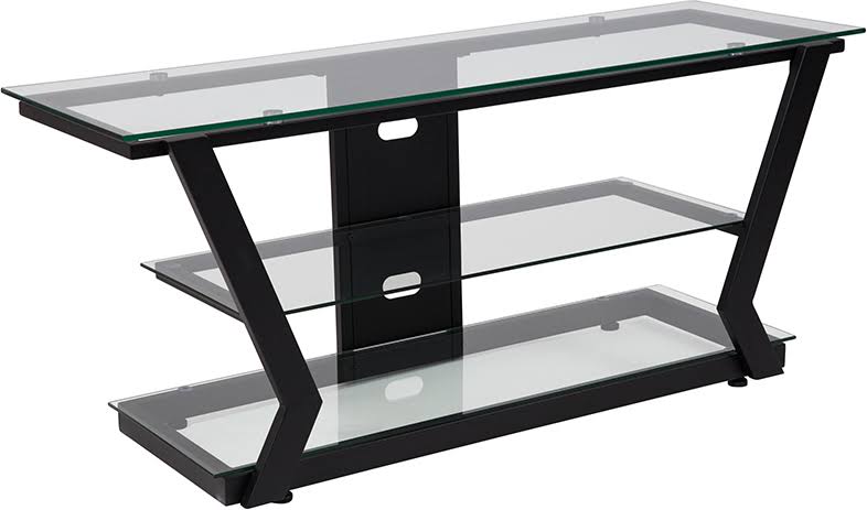 Alamont Glass TV Stand with Black Metal Frame