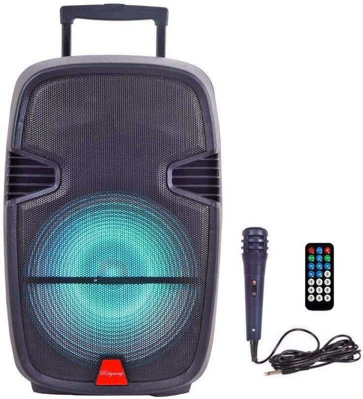 Ridgeway QS-805 Portable Audio Bluetooth - Portable - Woofer Rechargeable Speaker with Long-Lasting Battery USB/FM Radio/AUX in/Mic in/with LED Light - Black Pack of 2