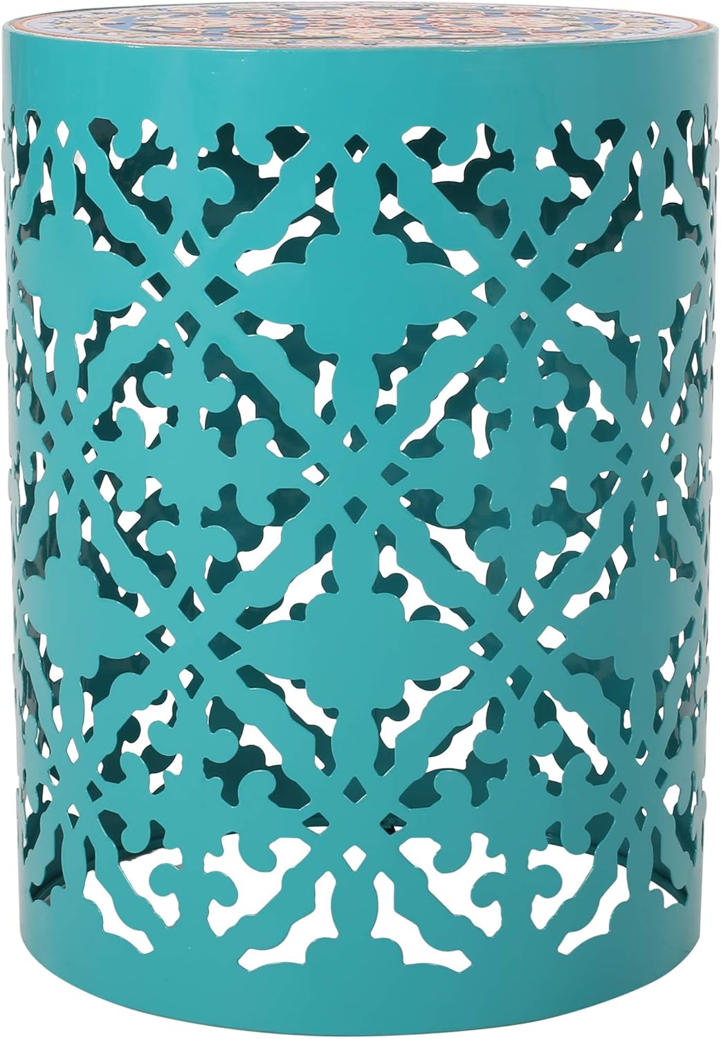 Christopher Knight Home 313061 Laurent Outdoor Lace Cut Side Table with Tile Top, Dark Blue