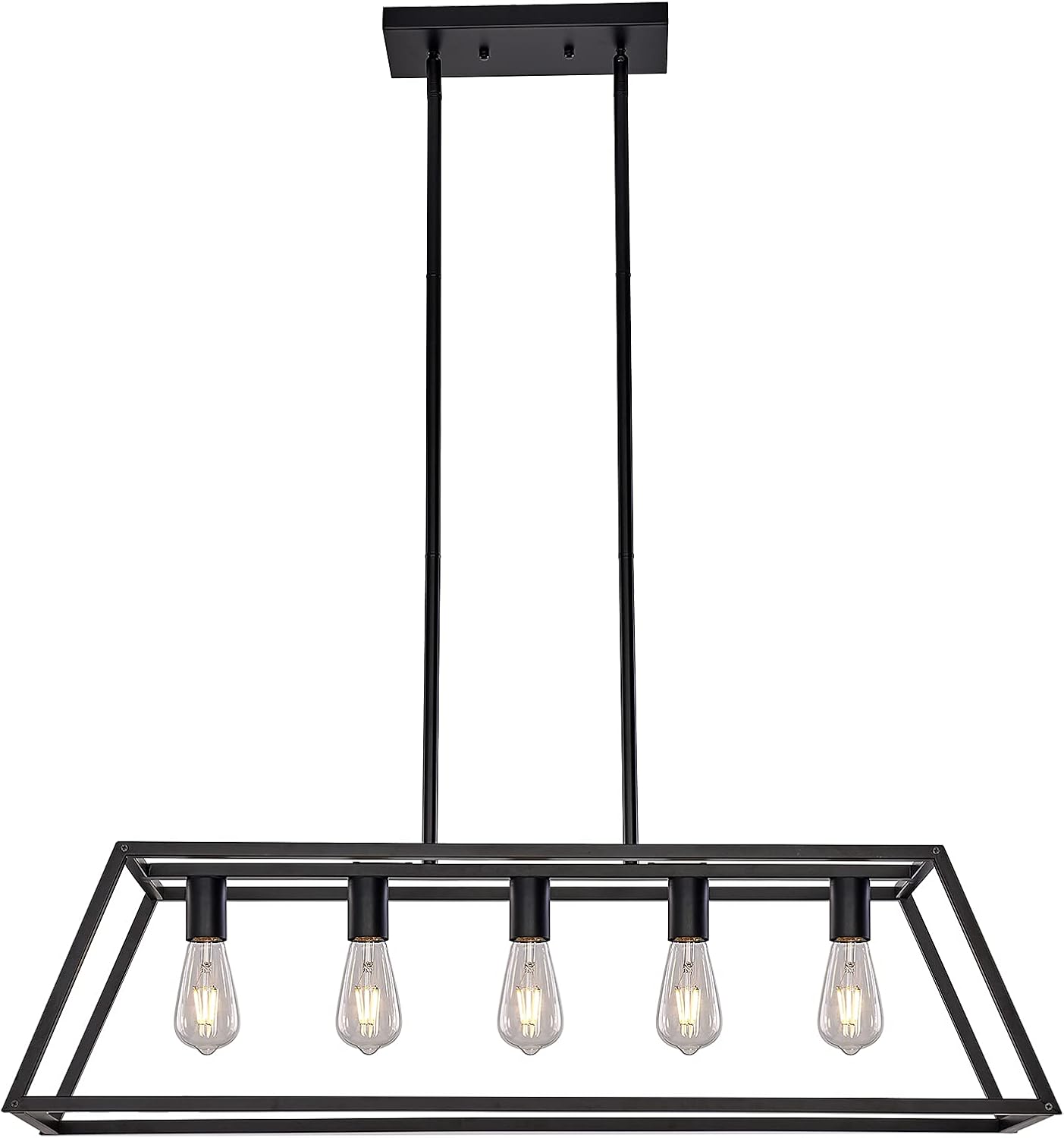 XILICON Kitchen Island Lighting 5 Light Dining Room Chandelier Farmhouse Kitchen Island Black Modern Industrial Pendant Lighting Shade for Kitchen Hallway Bar