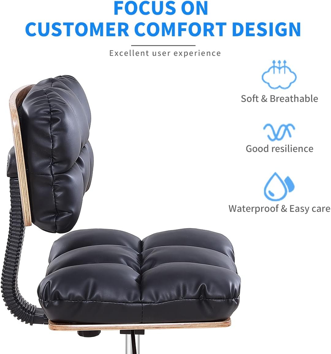 ajorah Rolling Swivel Chair Stool with Back Rest,Adjustable Stools with Wheels for Home,Studios, Dental,Shop, Salon, Counters (Black) (01