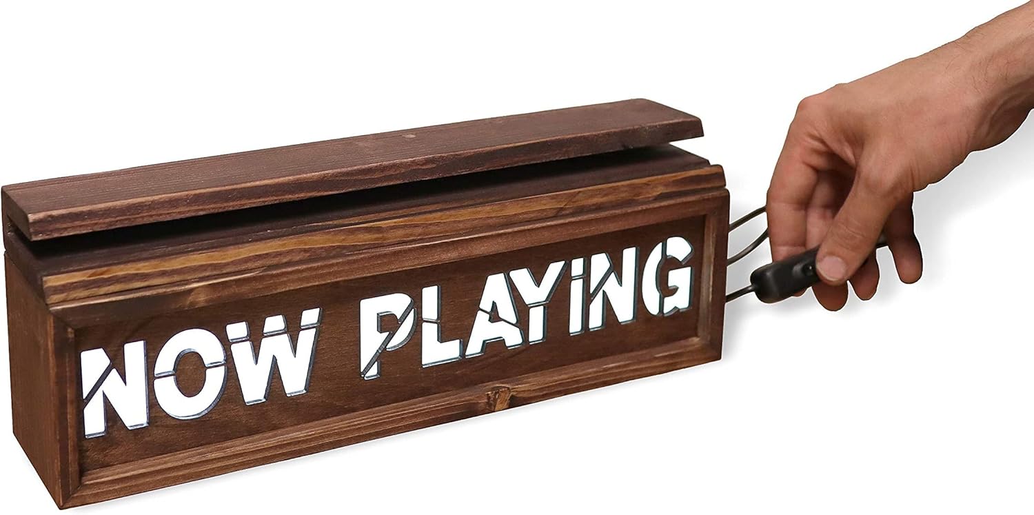 LocalBeavers Now Playing Vinyl Record Storage Stand | Handmade Wooden LightBox Holder for 12 inch or 45 LPs (White LEDs - Switched Cable) Pack of 2