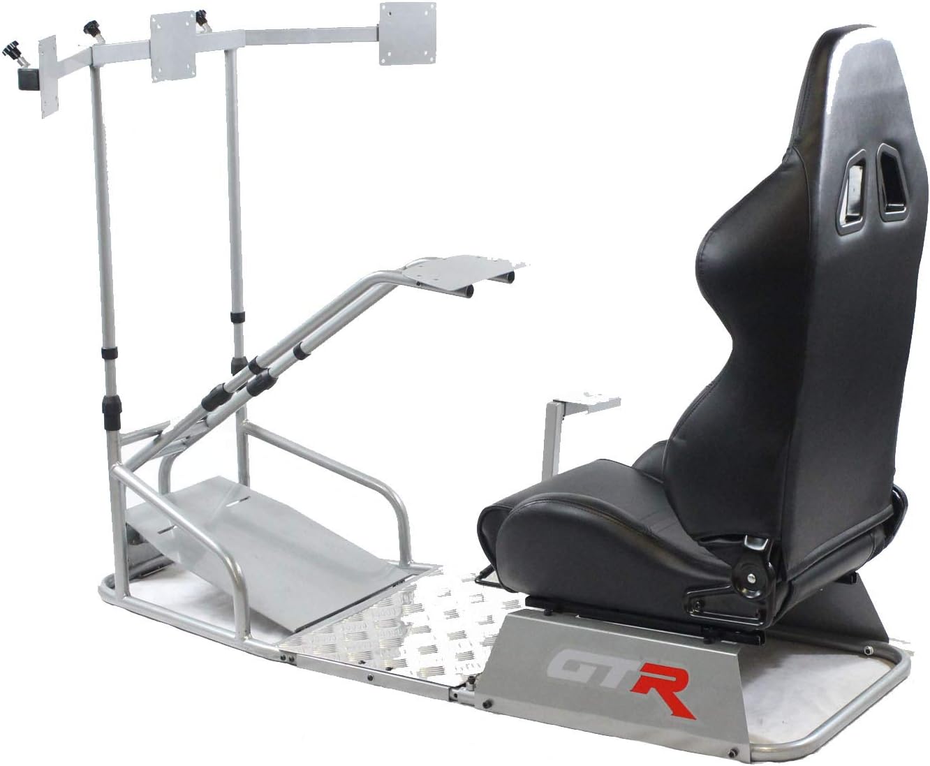 GTR Simulator - GTSF Model with Real Racing Seat, Driving Racing Simulator Cockpit with Gear Shifter Mount and Triple or Single Monitor Mount