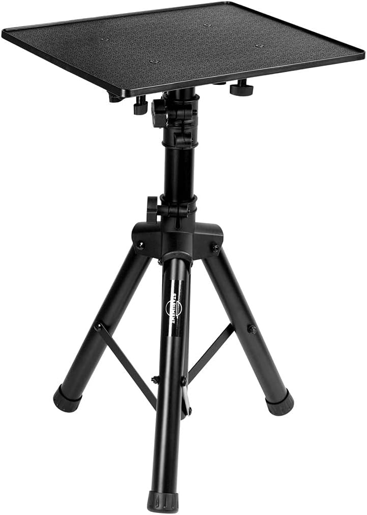 Starument Laptop Stand - Tripod Floor Stand for Computer, Projector, DJ Equipment, Studio Accessories - Light & Portable, Sturdy & Durable Metal - Adjustable Height 31.9 to 50.2-Inches - 20x16