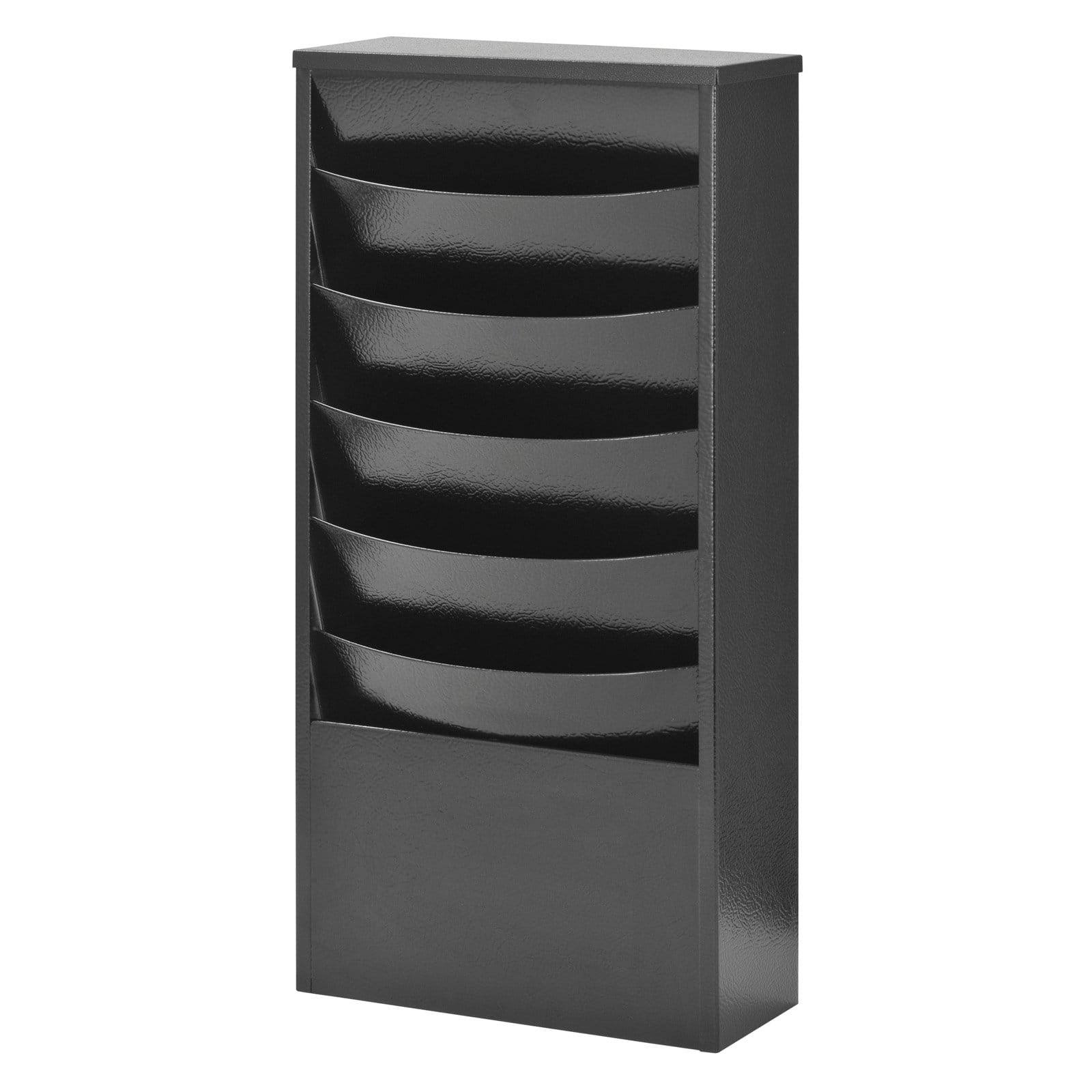 Buddy Products 5 Pocket Steel Curved Literature Wall Rack - Black
