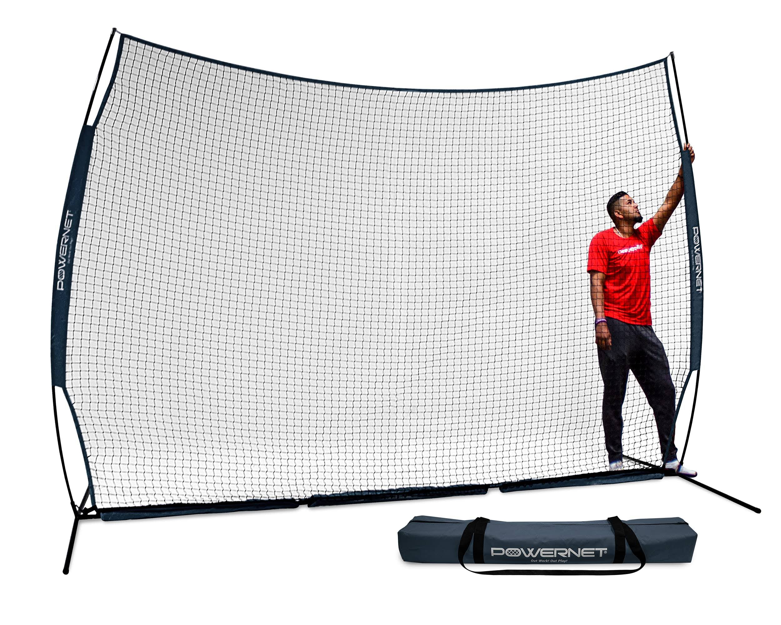 Powernet 12 ft x 9 ft Sports Barrier Net | 108 sqft of Protection | Safety Backstop | Portable EZ Setup Barricade for Baseball,