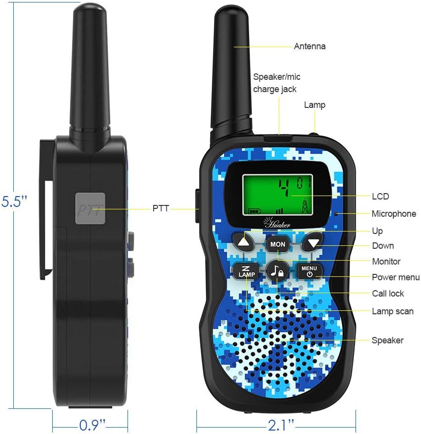 Huaker Kids Walkie Talkies,3 Pack 22 Channels 2 Way Radio Toy with Flashlight and LCD Screen,3 Miles Range Walkie Talkies for Kids Outside Adventures, Camping, Hiking