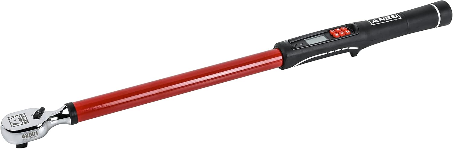 ARES 43001 - 1/2-Inch Drive Electronic Digital Torque Wrench - 25.1-250.8 ft/lbs (30-340Nm) - +/- 2% Accuracy - Reversible Thumb Switch on Sealed Head - Multi-Alert System Prevents Over-Torquing