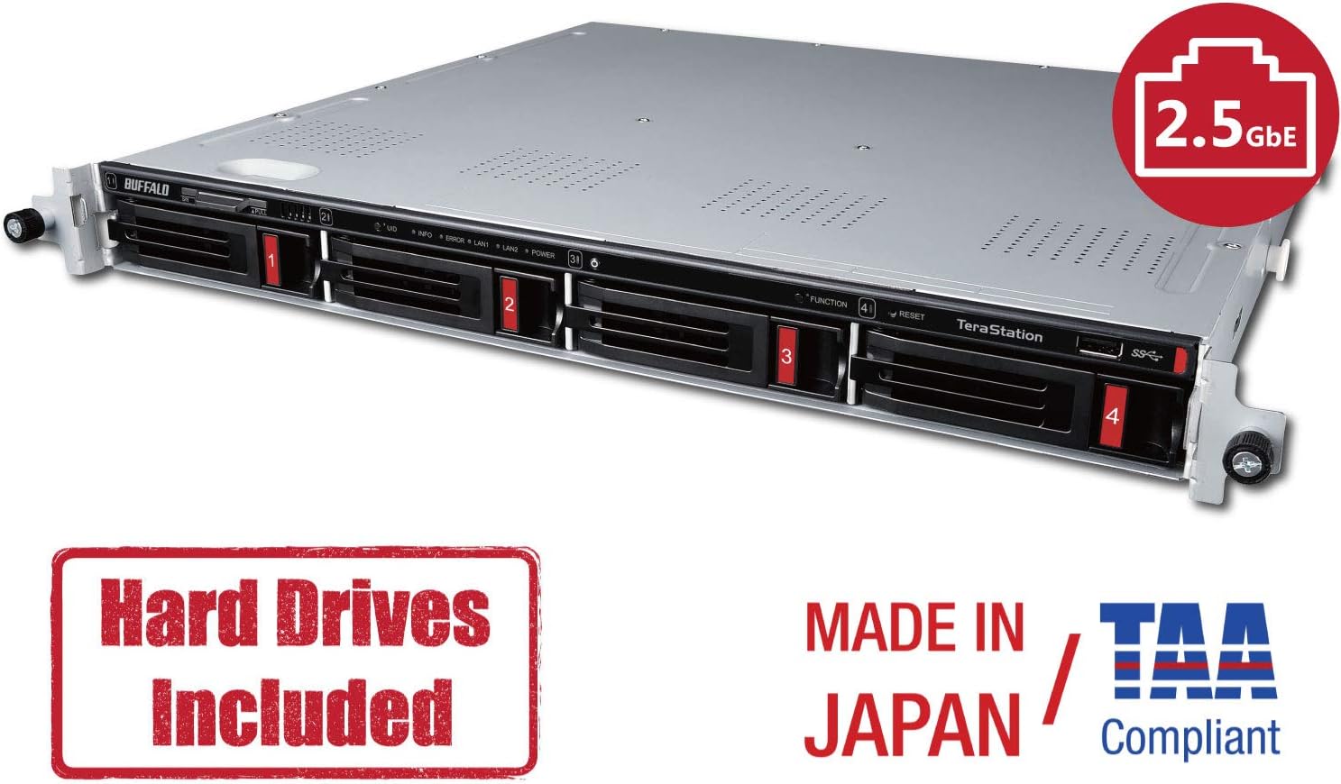 BUFFALO TeraStation 3420RN 4-Bay Rackmount NAS 8TB (4x2TB) with HDD NAS Hard Drives Included 2.5GBE / Computer Network Attached Storage / Private Cloud / NAS Storage / Network Storage / File Server