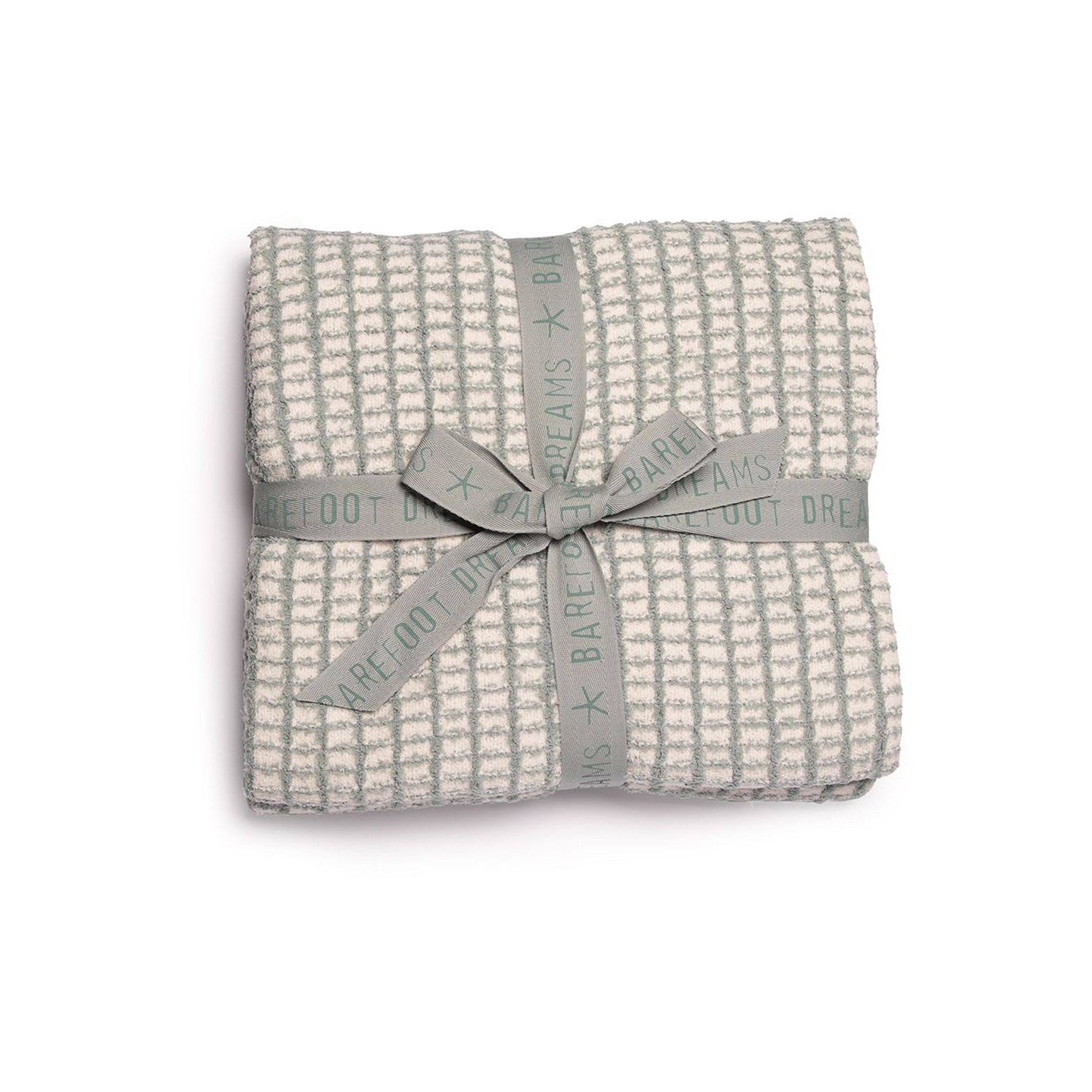 Barefoot Dreams - CozyChic Beach House Blanket in Sage Green-Cream