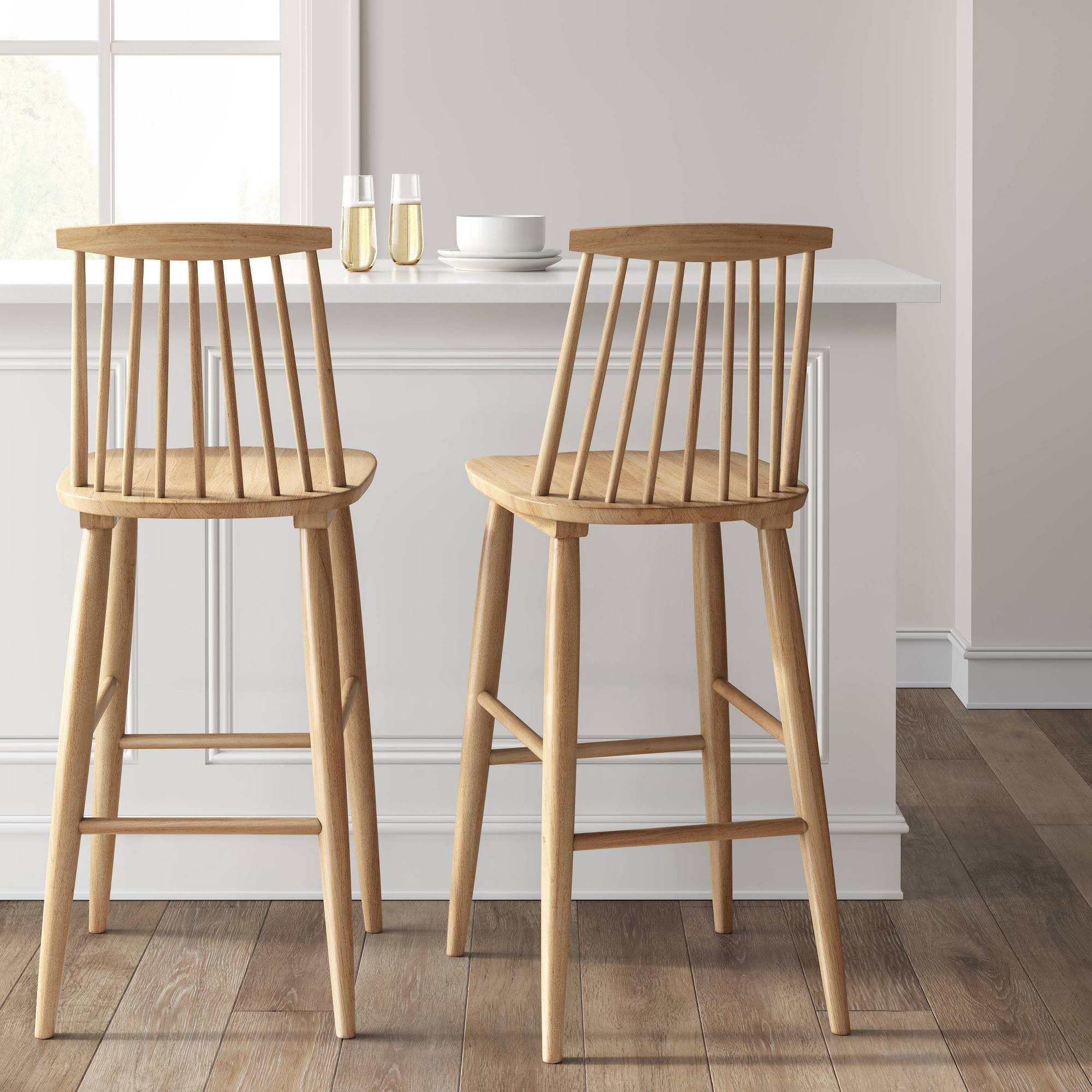 Harwich High Back Windsor Barstool Wood Tone Natural - Threshold