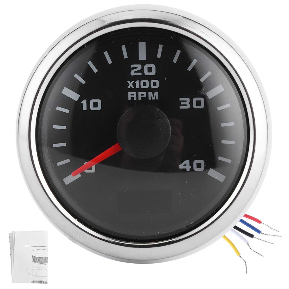 KIKYO Digital Tachometer,52mm/2in 4K RPM LCD Waterproof Hour Display Meter Tachometer Gauge for Car Yachts Motorcycle