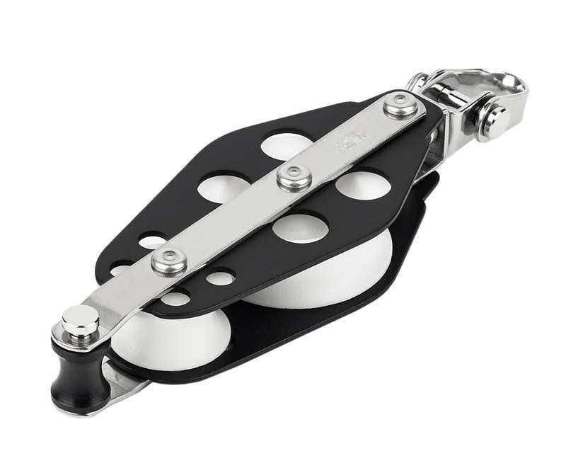 Schaefer Aluminum Fiddle Block w/Swivel Shackle u0026 Becket, Sheave Dia. 1 7/16x22